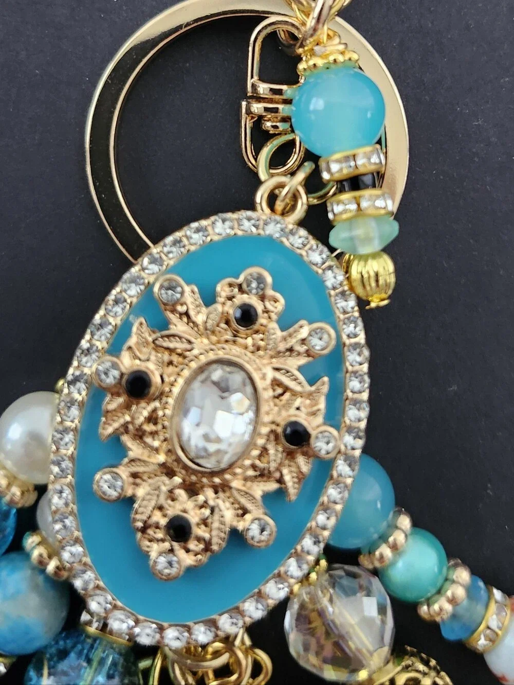Vintage-inspired Purse Charm or Keychain Howlite Tibetian Handcrafted